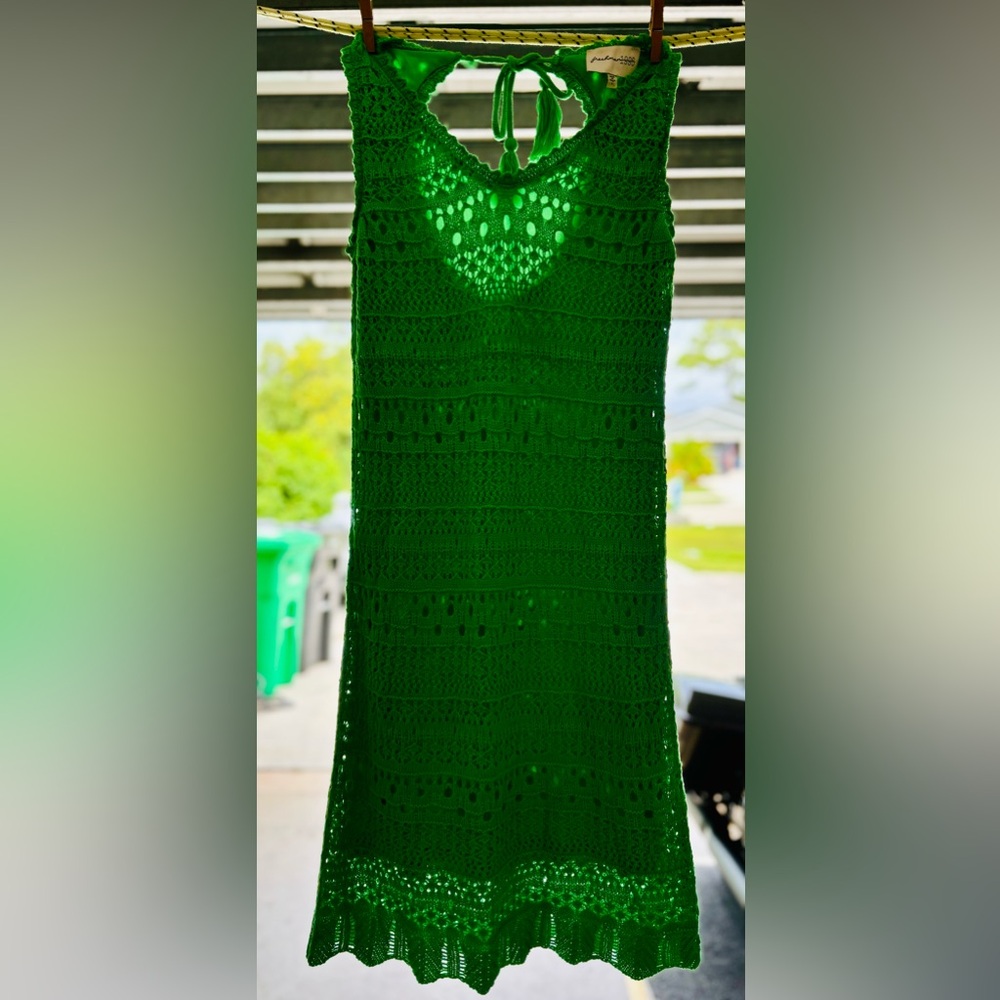 Green, crotchet dress.